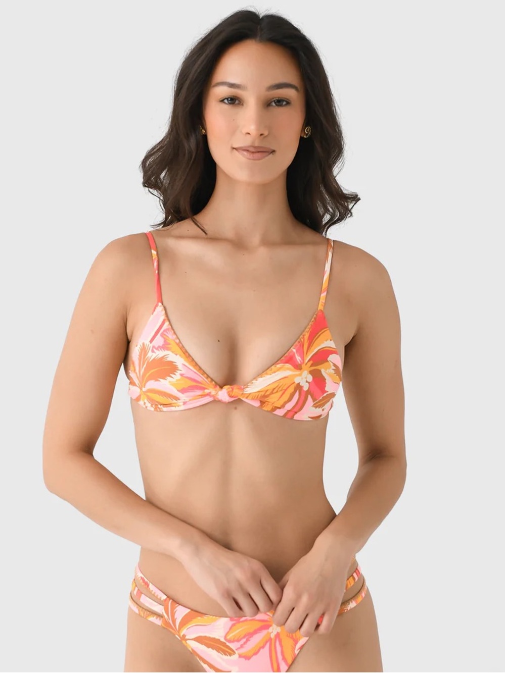 *Like NEW* Maaji Pink and Orange Tropical Knot Bikini Top